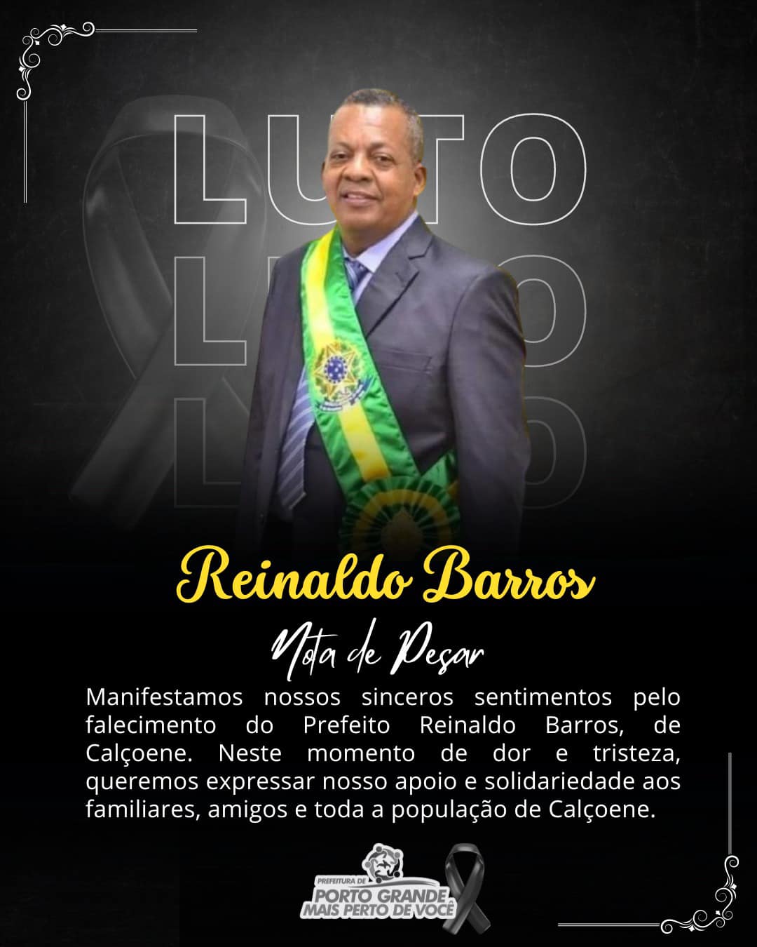NOTA DE PESAR - Prefeito Reinaldo Barro